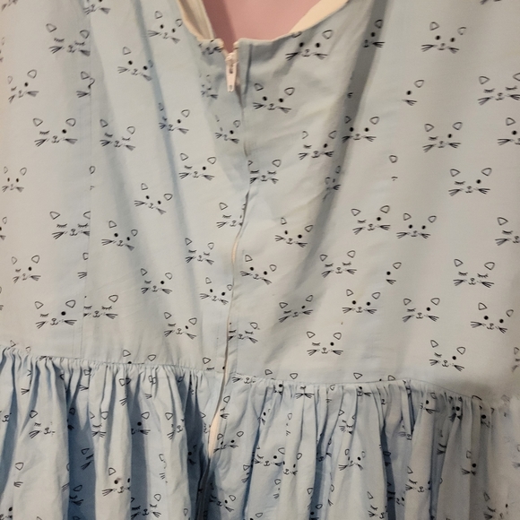 Blue Cat print Cotton Dress - Picture 3 of 3